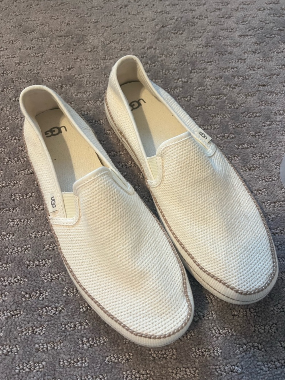 UGG Slip-On Canvas Loafers in Off-White